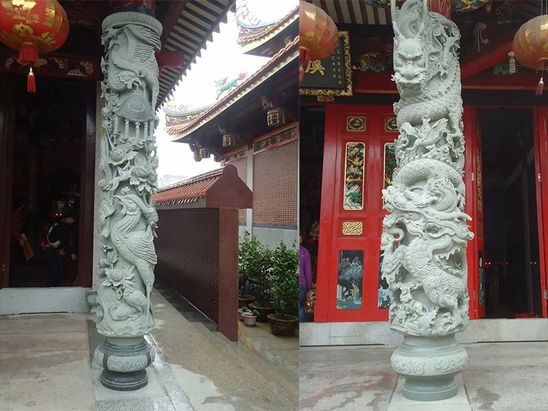 寺庙浮雕龙柱图片